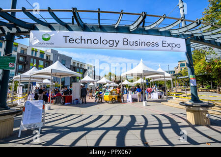 September 27, Sunnyvale 2018/CA/USA - Der "Technology Business Expo" in der Innenstadt präsentiert Produkte durch lokale Unternehmen. Stockfoto