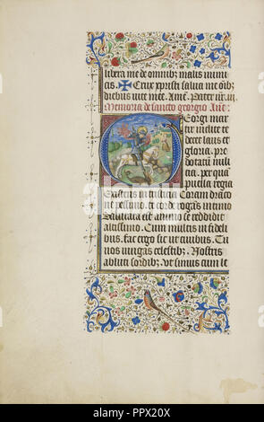 Erste G: St. George und der Drache; Master Der llangattock Stunden, Flämisch, Aktiv, 1450-1460, Gent gebunden Stockfoto