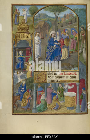 Die Visitation; Master der Dresdener Gebetbuch, Flämisch, aktiv um 1480 - 1515, Brügge, Belgien; ca. 1510 - 1520 Stockfoto