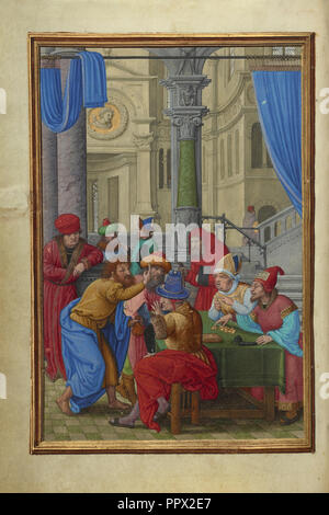 Judas empfangen die dreißig Silberlinge; Simon Bening, Flämisch, etwa 1483 - 1561, Brügge, Belgien; ca. 1525 - 1530 Stockfoto