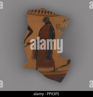 Dachgeschoss Black-Figure Hals Amphora Fragment; Affecter zugeschrieben, Griechisch, Dachgeschoss, ca. 540 - 520 v. Chr., Athen, Griechenland Stockfoto