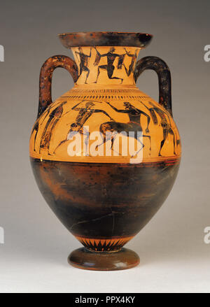 Black-Figure Hals Amphora; Affecter zugeschrieben, Griechisch, Dachgeschoss, ca. 540 - 520 V.CHR., Griechischer Affecter, Dachboden, ca. 540 Stockfoto