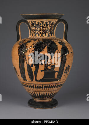Dachgeschoss Black-Figure Amphora; zugeschrieben Leagros Gruppe, Griechisch, Dachboden, Aktiv, 525 - 500 v. Chr., Athen, Griechenland; ungefähr 510 v. Chr. Stockfoto