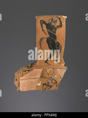 Dachgeschoss Black-Figure Nikosthenic Amphora Fragment; Maler N, Thiasos Gruppe; Athen, Griechenland; ca. 550 - 540 B.C; Terracotta Stockfoto