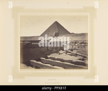 Égypte, Ägypten, Pyramide de Chéops et Temple de Chaffra; Félix Bonfils, Französisch, 1831-1885, Alais, Frankreich; 1877; getönte Eiweiß Stockfoto