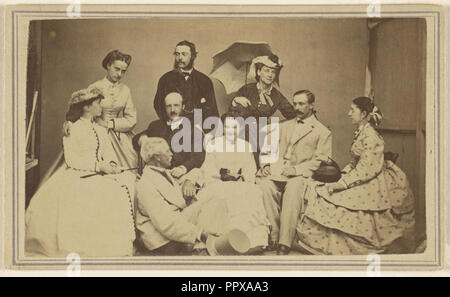 Group Portrait von neun Männern und Frauen; H. Wentworth, Amerikanische, aktive Sharon Springs, New York 1860, 1864-1866; Eiklar Stockfoto