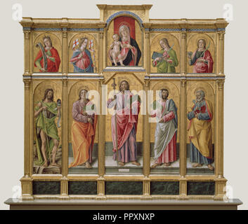 Polyptychon mit St. Jakobus Major, Madonna mit Kind und Heiligen, Bartolomeo Vivarini, Italienisch, Venezianische, ca. 1432 - 1499 Stockfoto