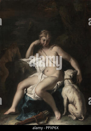 Diana und Ihr Hund; Sebastiano Ricci, Italienisch, 1659-1734, 1717-1720; Öl auf Leinwand, 74 × 55,6 cm, 29 1,8×21 7,8 in Stockfoto