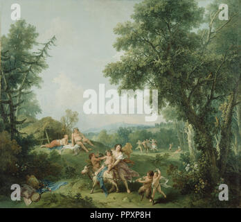 Landschaft mit der Bildung von Bacchus; Francesco Zuccarelli, Italienisch, 1702-1778, 1744; Öl auf Leinwand, 129,5 × 149,9 cm Stockfoto