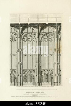 Britton des architektonischen Antiquitäten, 1807 - King's College Kapelle 06, Südseite (Teil)-architecturalant 01 brit 0076. Stockfoto