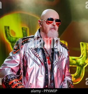 September 26, 2018, San Diego, Kalifornien, USA - Rob Halford von JUDAS PRIEST an der Matratze fest Amphitheater in Chula Vista, Kalifornien am 26. September 2018 durchführen (Credit Bild: © Marissa Carter/ZUMA Draht) Stockfoto