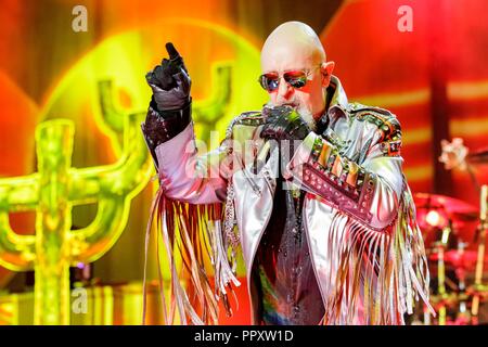 September 26, 2018, San Diego, Kalifornien, USA - Rob Halford von JUDAS PRIEST an der Matratze fest Amphitheater in Chula Vista, Kalifornien am 26. September 2018 durchführen (Credit Bild: © Marissa Carter/ZUMA Draht) Stockfoto