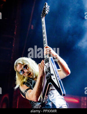 San Diego, Kalifornien, USA. 26 Sep, 2018. RICHIE FAULKNER, "Falcon" mit Judas Priest auf Matratze Firma Amphitheater in Chula Vista. Credit: Marissa Carter/ZUMA Draht/Alamy leben Nachrichten Stockfoto