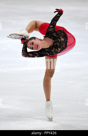 Oberstdorf, Bayern. 28 Sep, 2018. Eiskunstlauf: Challenger Serie - Nebelhorn Trophy, Einzel, Damen, Freestyle. Russische Eiskunstläuferin Alina Zagitova in Aktion. Quelle: Tobias Hase/dpa/Alamy leben Nachrichten Stockfoto