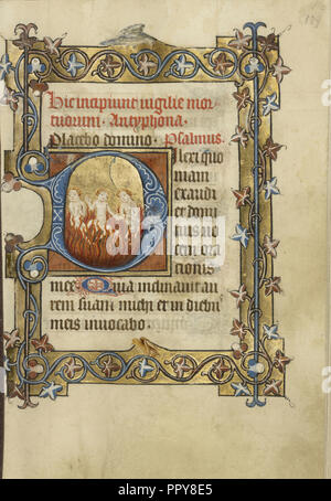 Initial D: vier Seelen in der Hölle; Meister von Dirc van Delf, Niederländisch, aktive ca. 1400 - ca. 1410, Utrecht, wahrscheinlich, Niederlande Stockfoto