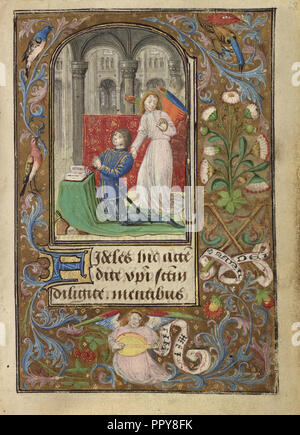 Karl der Kühne durch einen Engel vorgestellt; Lieven Van Lathem, Flämisch, etwa 1430 - 1493, Antwerpen, beleuchtet, Belgien Stockfoto