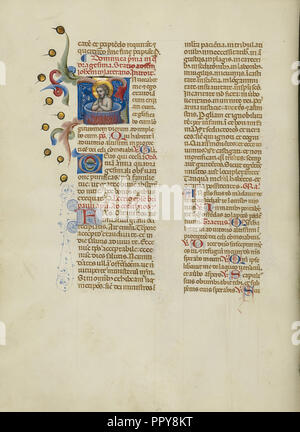 Erste I: Der heilige Johannes der Evangelist in einem Bottich mit kochendem Öl; Meister des Brüsseler Initialen, Italienisch, aktiv von 1389 - 1410 Stockfoto