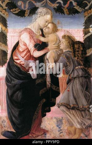 Sandro Botticelli - Madonna mit Kind und ein Engel - WGA 02683. Stockfoto