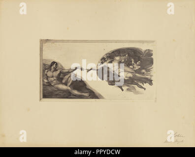 Michelangelos Erschaffung Adams, Sixtinische Kapelle; James Anderson, britischer, 1813 - 1877, Rom, Italien; ca. 1845 - 1855; Eiklar Stockfoto