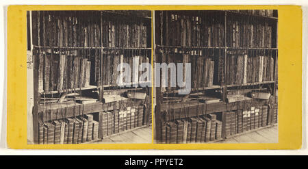 Hereford Cathedral - Verkettete Bücher in der Bibliothek; W. Harding Warner, britischer, 1816 - 1894, aktive Plymouth und Ross, England Stockfoto