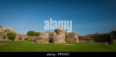 Die normannische Teil des Pevensey Castle, East Sussex, Großbritannien Stockfoto