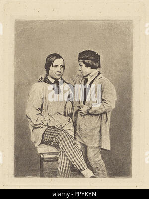 Mann und der Junge; Armand-Hippolyte-Louis Fizeau, Französisch, 1819 - 1896, Nöel-Marie - Paymal Lerebours, Französisch, 1807-1873, Frankreich Stockfoto