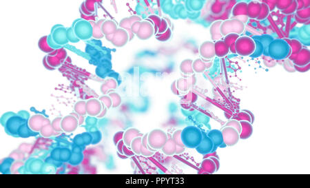 DNA-Strings auf weißem Hintergrund. Medizinische Forschung, Gen- und Biotechnologie Konzept Stockfoto