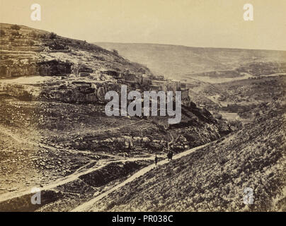 Jerusalem, das Dorf von Siloah, in das Tal Josaphat, mit dem Berg des Bösen Counsel und das Tal Hinnom; Francis Stockfoto