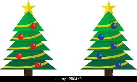 Geschmückten Weihnachtsbaum mit Stern und Kugeln Stock Vektor