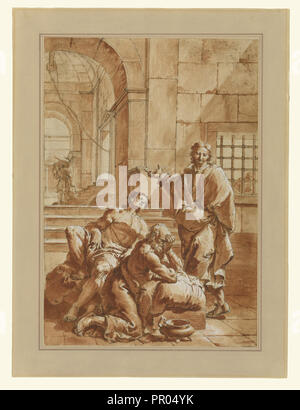 Joseph Interpretation der Träume von seinen Mitgefangenen; Francesco Fontebasso Salvator, Italienisch, 1707 - 1769, 1750; Stockfoto