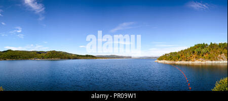 Panoramablick auf die Regulierung Behälter Süßwassersee Mosvatn (Mosvann), Teil des UNESCO-Weltkulturerbe im industriellen Rjukan-Notodden Telemark County, Stockfoto