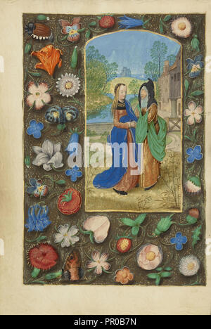 Die Visitation; Master der Dresdener Gebetbuch oder Workshop, Flämisch, aktiv um 1480 - 1515, Brügge, Belgien; um 1480 Stockfoto