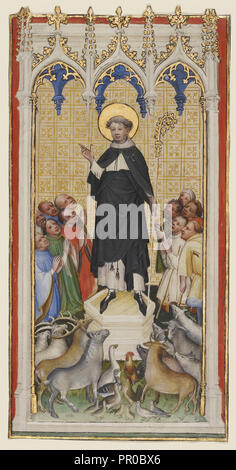 Saint Anthony Abt Segnung der Tiere, die Armen und Kranken; Meister der Heiligen Veronika, Deutsch, aktiv über 1395-1415 Stockfoto