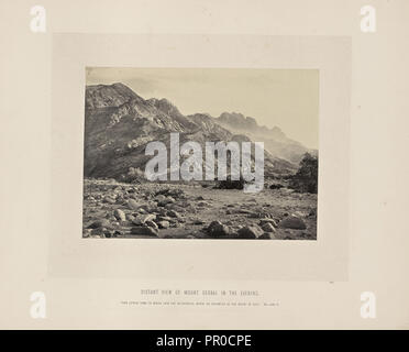 Blick auf den Mount Serbal am Abend; Francis Frith, Englisch, 1822-1898, Sinai, Ägypten; ca. 1865; Eiklar Stockfoto