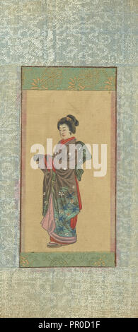 Geisha; Japan; 1870s - 1890s; Aquarell; 11 x 5,7 cm, 4 x 5,16 2 1,4 in Stockfoto