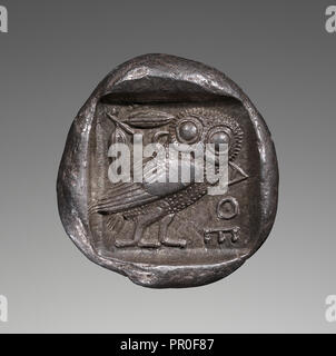 Silber münze Tetradrachme, Athen, Athen, Griechenland; 475 - 465 B.C; Silber; 2,5 cm, 17,2 g, 1 in., 0.0379 lb Stockfoto