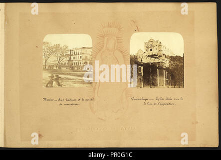 Blick auf Mexiko City, Mexique, 1865, Falconnet, Louis, Eiklar, zwischen 1864 und 1866, zwei Fotografien von Gebäuden in Mexiko Stockfoto