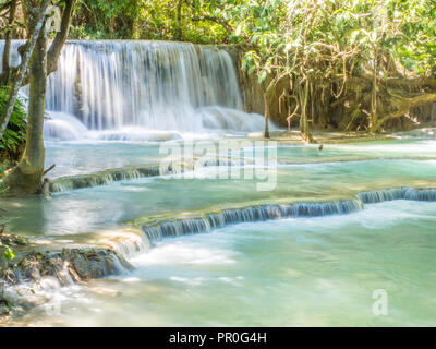 Keang Si Wasserfall, Luang Prabang, Laos, Indochina, Südostasien, Asien Stockfoto