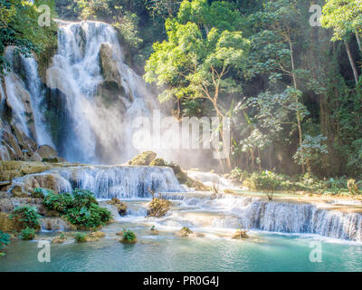 Keang Si Wasserfall, Luang Prabang, Laos, Indochina, Südostasien, Asien Stockfoto