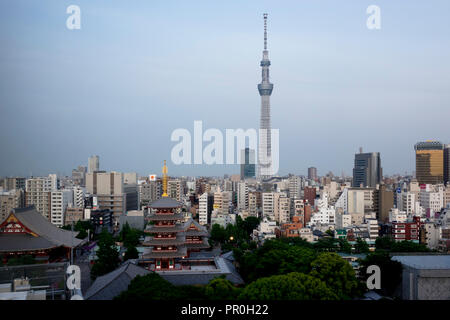 Blick über die Stadt mit Tokio und Skytree Five-Storied Pagode, Tokio, Japan, Asien Stockfoto