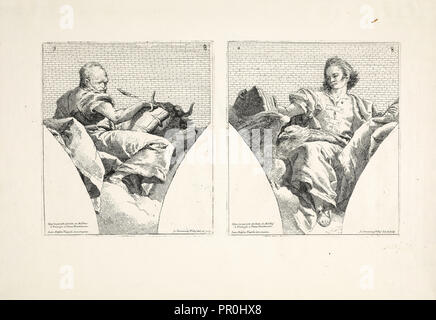 Vier Evangelisten, Tiepolo, Giovanni Battista, 1696-1770, Tiepolo, Giovanni Domenico, 1726?-1804, Ätzen, Ca. 1743, Opus Stockfoto