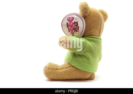 Muttertag Geschenk Teddy Bear mit Tag am Ohr Stockfoto