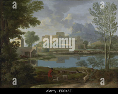 Landschaft mit einem Ruhig; Nicolas Poussin, Französisch, 1594-1665, Frankreich; 1650 - 1651; Öl auf Leinwand; 97 x 131 cm Stockfoto