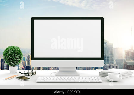 3D-Render der modernen Computer Arbeitsplatz einrichten Stockfoto