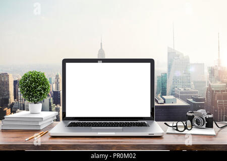 3D-Render der modernen Computer Arbeitsplatz einrichten Stockfoto