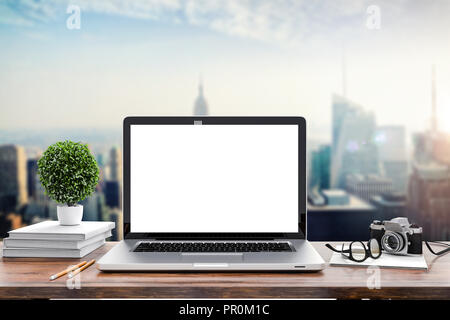 3D-Render der modernen Computer Arbeitsplatz einrichten Stockfoto