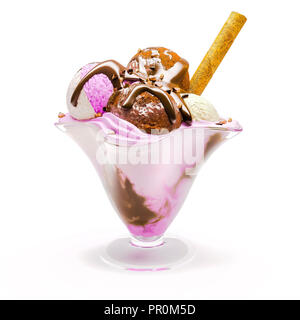 3d-leckeres Eis auf weißem Hintergrund Stockfoto