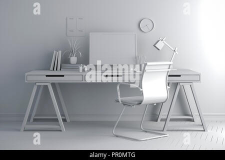 3D-Render der modernen Computer Arbeitsplatz einrichten Stockfoto