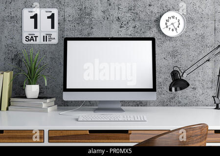 3D-Render der modernen Computer Arbeitsplatz einrichten Stockfoto