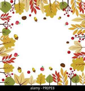 Schöne herbstliche Hintergrund mit verschiedenen Blätter im Herbst Stock Vektor
